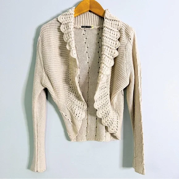 Beige Bolero Open Knit Cardigan Size Small / Medium - Picture 3 of 5